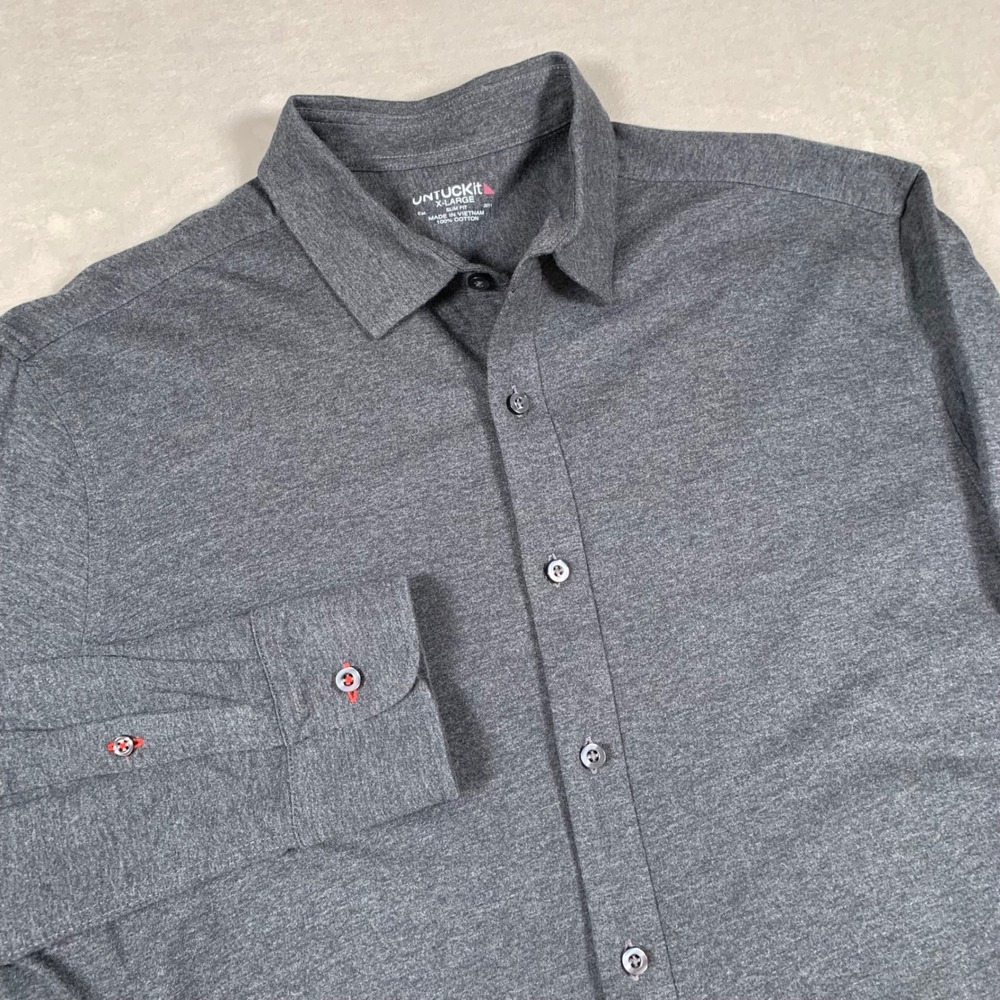 UNTUCKit Button Down Shirt Mens XL Gray Slim Fit Long Sleeve Cotton Jersey